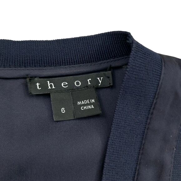 Theory Jumpsuit Womens 6 Navy Silk Sleeveless Tie Front Straight Leg Relaxed Fit - Picture 8 of 14
